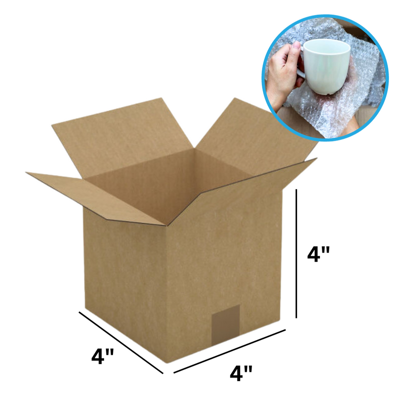 Brown Single Wall 4 x 4 x 4" Cardboard Box (102 x 102 x 102mm) | Single Mug Box