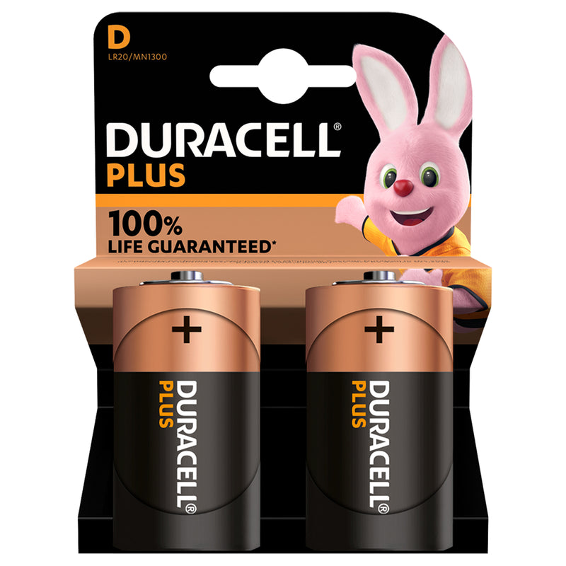 Duracell Plus D LR20 Alkaline Batteries | 2 Pack