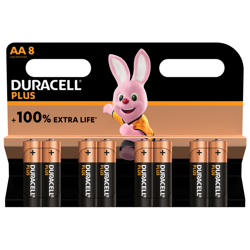 Duracell Plus AA LR6 Alkaline Batteries | 8 Pack