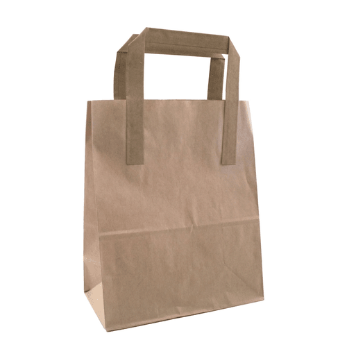 Durakraft SOS Brown Paper Bags with Flat Handles | Small - 7" x 9" x 3.5"