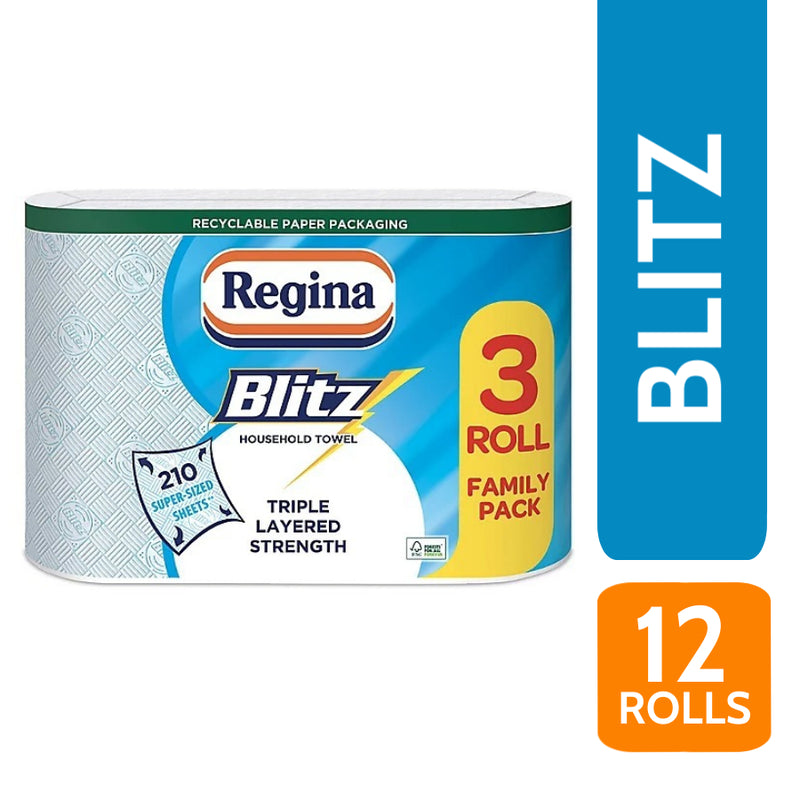 Regina Blitz 3ply Kitchen Roll - Pack of 12