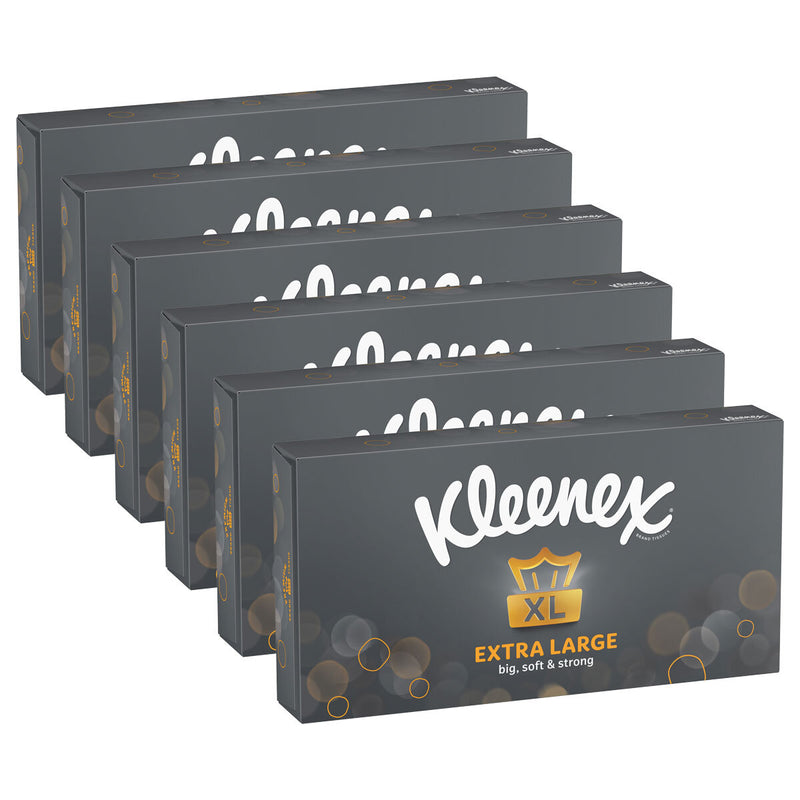 Kleenex Extra Large 2 Ply Facial Tissues, 90 Sheets, Pack of 6