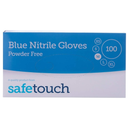 Safetouch Blue Nitrile Gloves Powder-Free, Medical Grade | Medium (Box of 100)