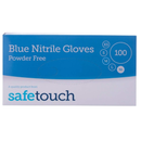 Safetouch Blue Nitrile Gloves Powder-Free, Medical Grade | X Large (Box of 100)