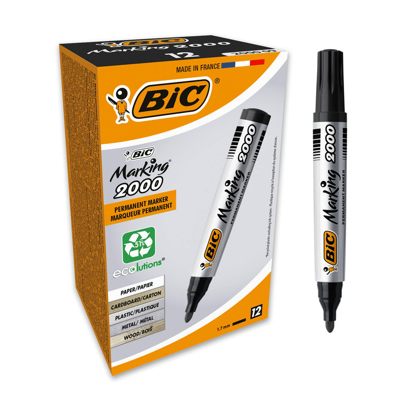 BIC Marking 2000 Permanent Marker Bullet Tip, Pack of 12