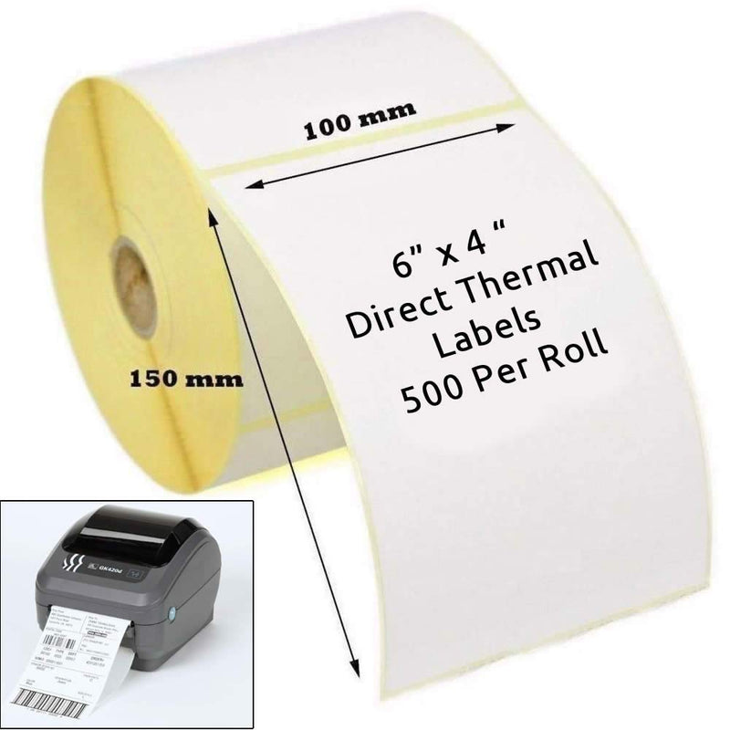 4 X 6" Thermal Shipping Labels (100 X 150mm)  | 500 Labels on a Roll