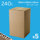 Strong Double Wall Moving & Packing Box - 590 x 500 x 810mm / 23 x 20 x 32" | Pack of 5