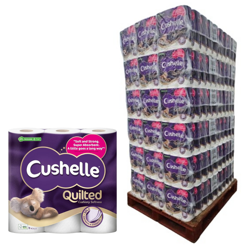 Cushelle Quilted 3-Ply Toilet Tissue Rolls - 45 Rolls | Pallet Deal of 36 Cases