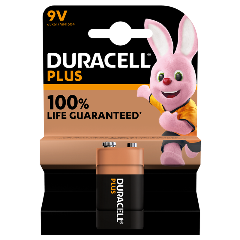 Duracell Plus 9V 6LR61 Alkaline Batteries | Single
