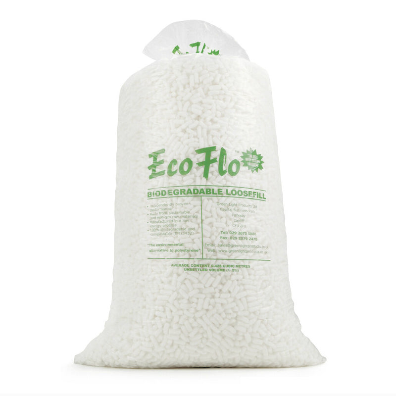 EcoFlo White Biodegradable Loose Fill Packing Peanuts | 3 cubic ft / 15 cubic ft