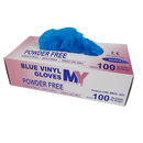 Vinyl Blue Disposable Gloves, Powder Free - Pack of 100 (Medium)