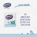 Nicky Elite 3 Ply Quilted Toilet Roll White - 45 Rolls (9pk x 5)