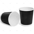 PPS Catering Black Hot Cups Ripple Wall 12oz / 340ml