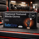 SafeGrip Diamond Grip Heavy Duty 8g Black Nitrile Gloves | Large (Box of 100)