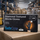 SafeGrip Diamond Grip Heavy Duty 8g Black Nitrile Gloves | Large (Box of 100)