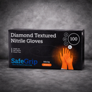 SafeGrip Diamond Grip Heavy Duty 8g Orange Nitrile Gloves (100 Pack)