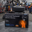 SafeGrip Diamond Grip Heavy Duty 8g Orange Nitrile Gloves (100 Pack)