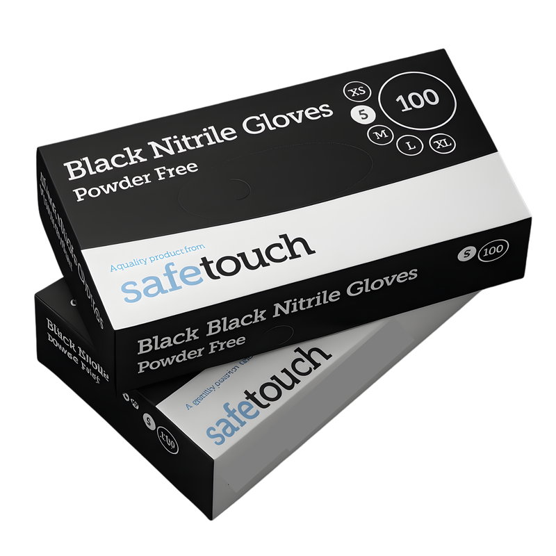 Safetouch Black Nitrile Gloves Powder-Free, Medical Grade | Small (Box of 100)