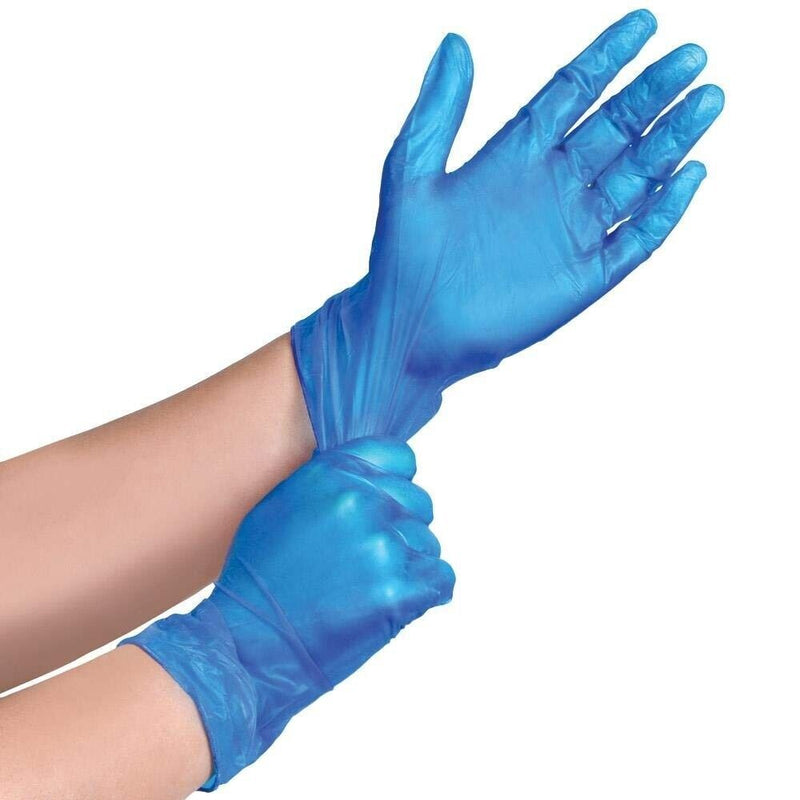 Vinyl Blue Disposable Gloves, Powder Free