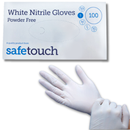 Safetouch White Nitrile Gloves Powder-Free, Medical Grade | Medium (Box of 100)
