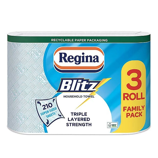 Regina Blitz 3ply Kitchen Roll - Pack of 3