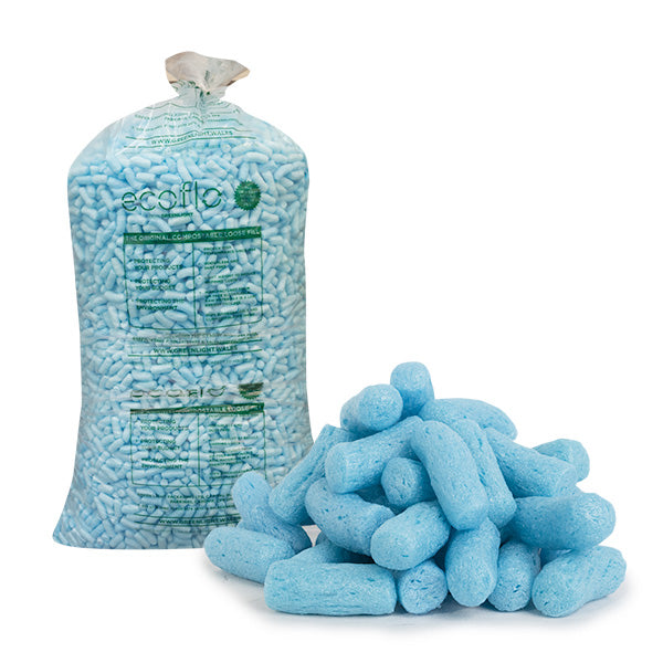 EcoFlo Blue Ultra Strong Biodegradable Loose Fill Packing Peanuts | 3 cubic ft / 15 Cubic Feet
