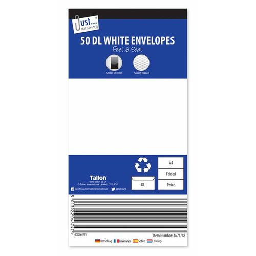 DL Peel & Seal White Envelopes 80gsm - Pack of 50
