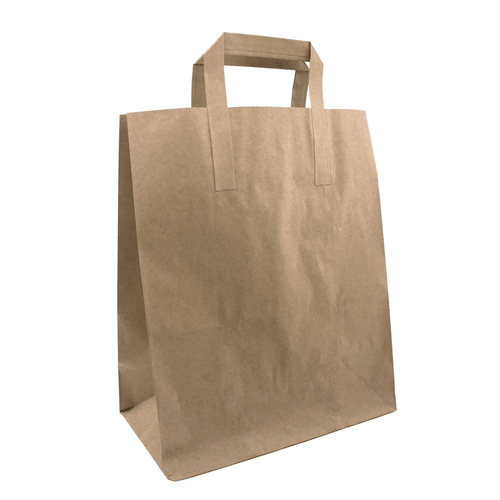 Durakraft SOS Brown Paper Bags with Flat Handles | Jumbo - 10" x 15.5" x 12"