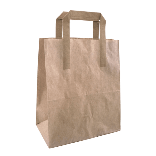 Durakraft SOS Brown Paper Bags with Flat Handles | Medium - 8" x 13" x 10"