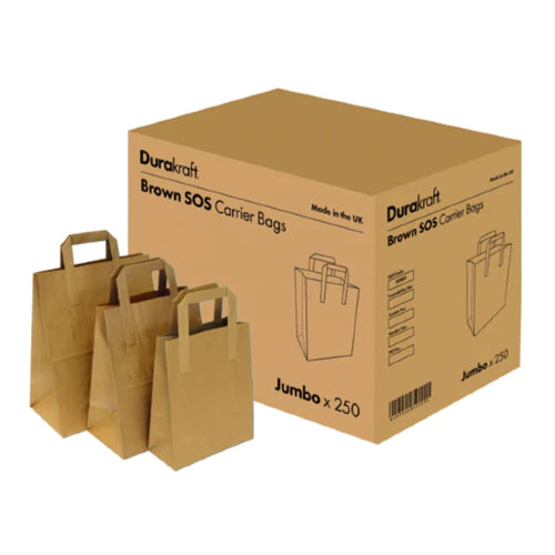 Durakraft SOS Brown Paper Bags with Flat Handles