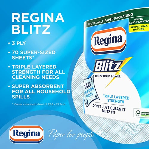 Regina Blitz 3ply Kitchen Roll - 2 Rolls