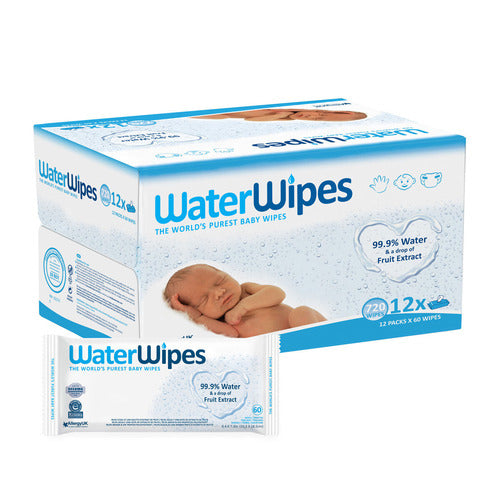 WaterWipes Sensitive Skin Baby Wipes 60s x 12, Water Wipes 12 Pack