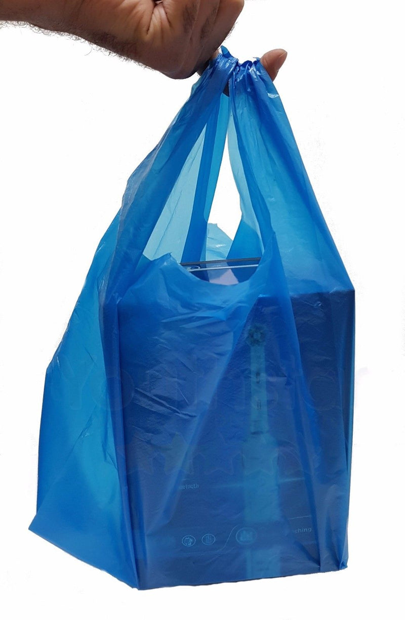 Ash Large Blue Vest Carrier Bags 75s